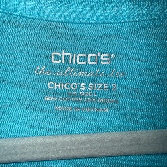 Chico's 3/4 Sleeve Ultimate Tee-Light Blue-Tunic Length-Size 2 (Large) - Picture 5 of 8